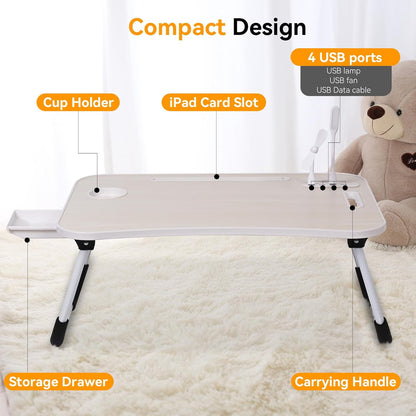 23.6" Portable Lap Desk with USB Hub & Drawer