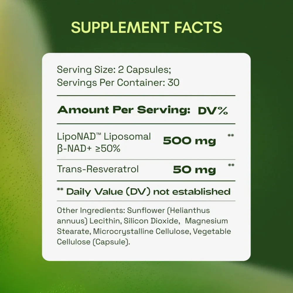 NAD+ Advanced Anti-Aging Supplement With Resveratrol